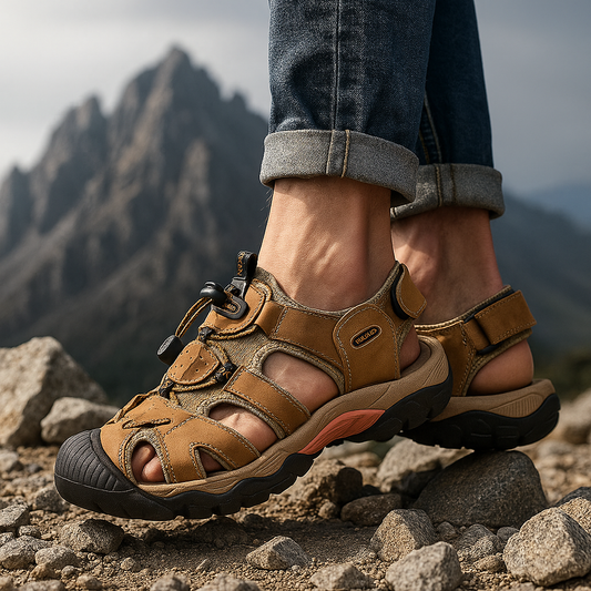 Men's Leather Closed Toe Sandal